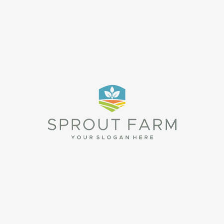 Modern SPROUT FARM sunrise hill garden Logo designのイラスト素材