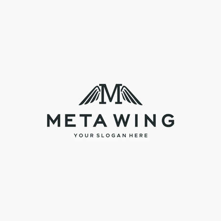 Flat letter mark initial M META WING logo designのイラスト素材