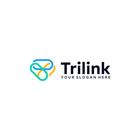 Modern colorful TRI LINK geometric art logo designのイラスト素材