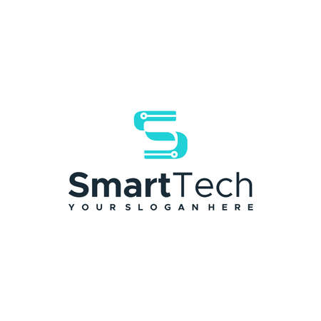 Flat letter mark initial S SMART TECH logo designのイラスト素材