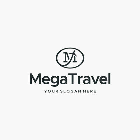 Flat Letter mark initial M Mega Travel logo designのイラスト素材