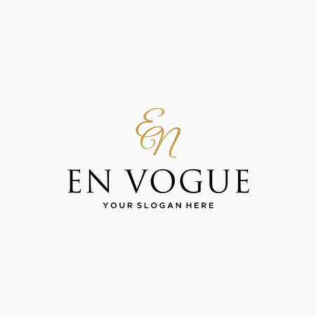 flat letter mark initial EN VOGUE gold logo designのイラスト素材