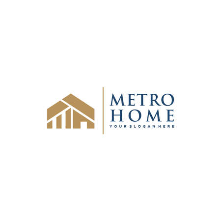 flat METRO HOME real estate building Logo designのイラスト素材