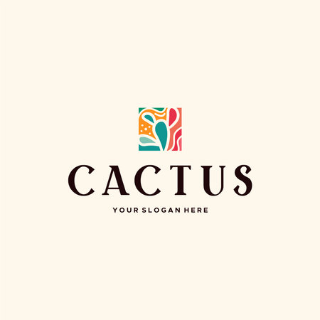Flat colorful design modern CACTUS logo designのイラスト素材