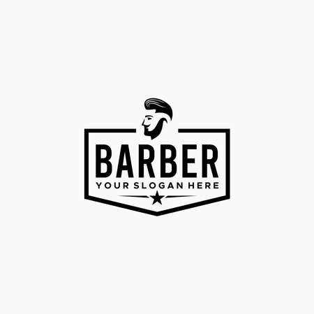 Minimalist design BARBER hair shop logo designのイラスト素材