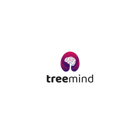 Modern colorful TREE MIND brain think logo designのイラスト素材