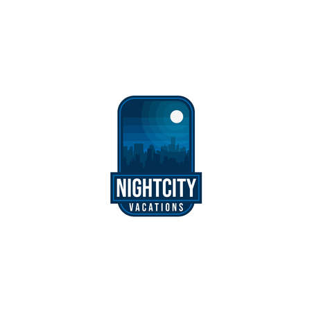 Modern flat colorful NIGHT CITY urban logo designのイラスト素材