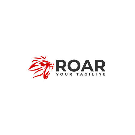 Modern flat design ROAR lion habitat logo designのイラスト素材