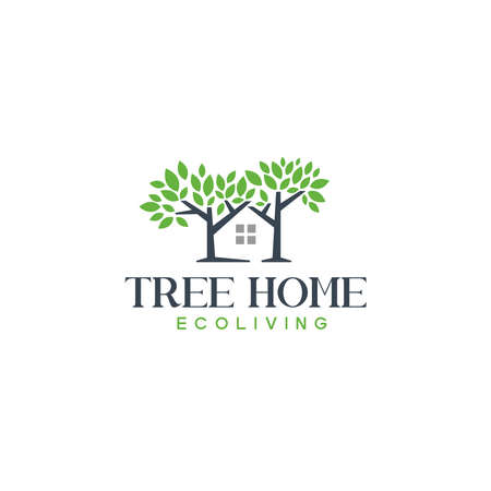 Modern design TREE HOME house leaf logo designのイラスト素材
