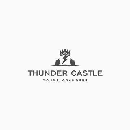 Minimalist THUNDER CASTLE Lightning Logo designのイラスト素材