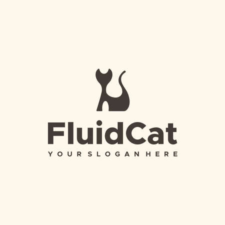 Minimalist Fluid Cat Silhouette Pet logo designのイラスト素材