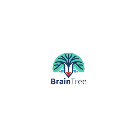 Modern design colorful Brain Tree logo designのイラスト素材