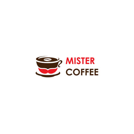 Modern flat colorful MISTER COFFEE logo designのイラスト素材