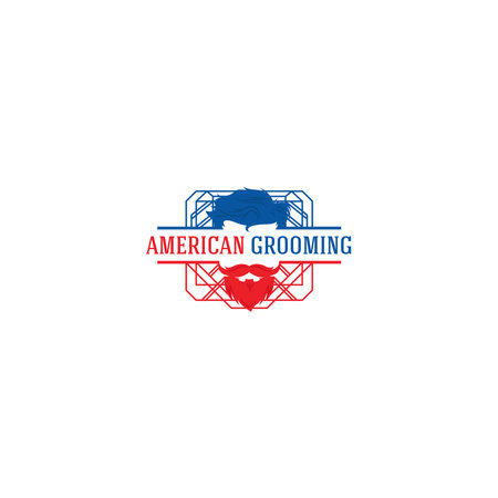 Modern Colorful AMERICAN GROOMING logo designのイラスト素材