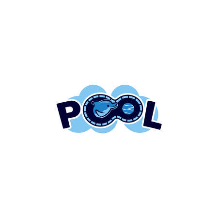 Modern colorful design POOL dolphin logo designのイラスト素材