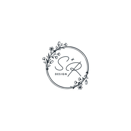 Initial SR DESIGN flower invitation logo designのイラスト素材