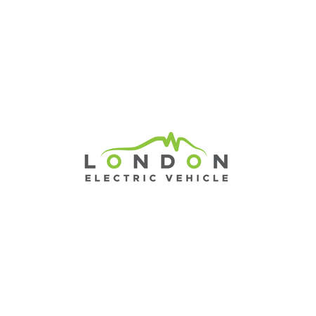 Flat letter LONDON ELECTRICAL VECHICLE logo designのイラスト素材