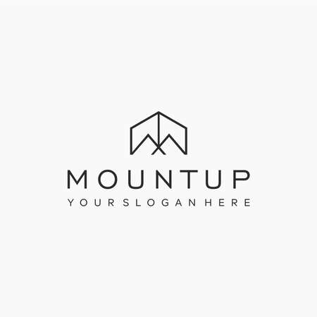 minimalist line art MOUNTUP building Logo designのイラスト素材