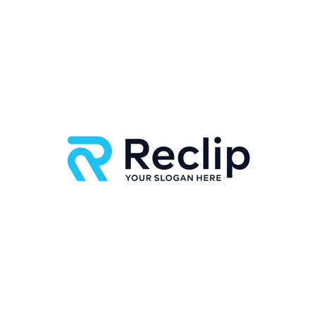 minimalist lettermark initial R Reclip Logo designのイラスト素材