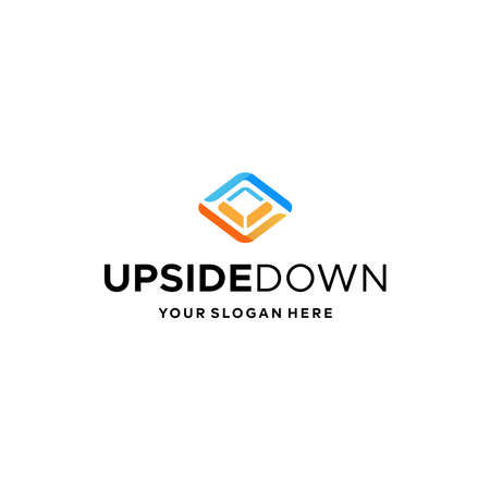 flat colorful design modern UPSIDEDOWN logo designのイラスト素材