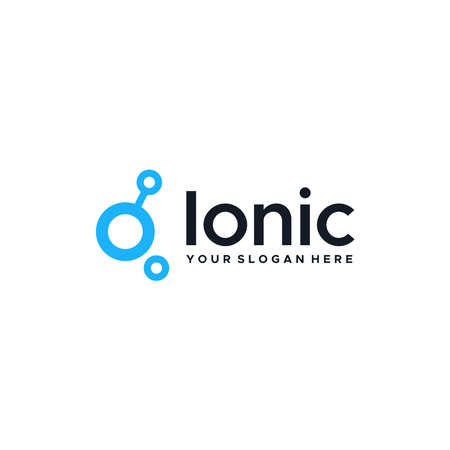 minimalist simple Ionic circuit circle logo designのイラスト素材