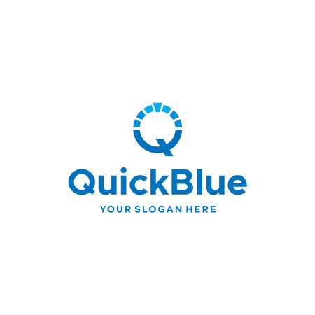 flat letter mark initial Q Quick Blue logo designのイラスト素材