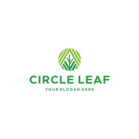 flat CIRCLE LEAF geometric plants   designのイラスト素材