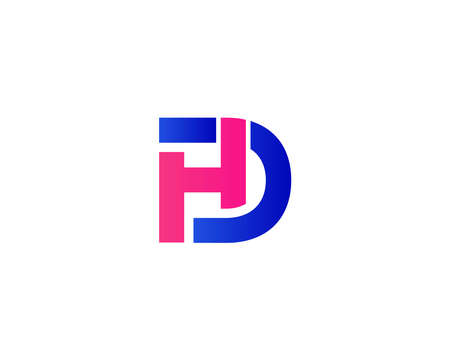 HD DH LETTER LOGO DESIGN VECTOR TEMPLATE. HD DH LOGO DESIGN.のイラスト素材