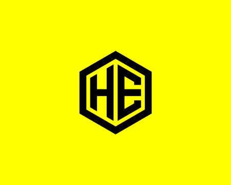 HE EH LETTER LOGO DESIGN VECTOR TEMPLATE. HE EH LOGO DESIGN.のイラスト素材