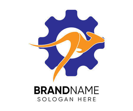 Kangaroo Gear Logo Design Vector Template. Animal Logotype concept iconのイラスト素材