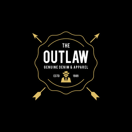 Retro Gangsters and Mafia label. Man in black suit.  illustrationのイラスト素材