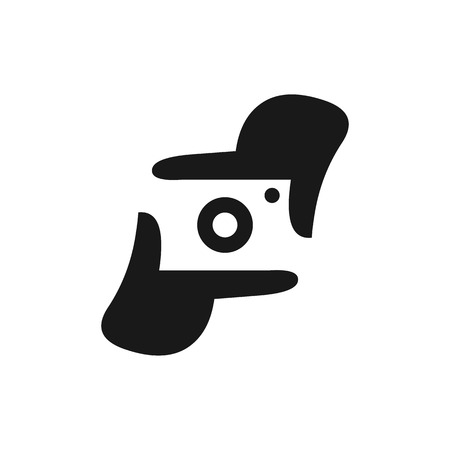 Photography logo template, Photographer hand represent cameraのイラスト素材