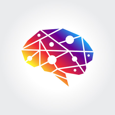 Brain Logo silhouette design vector template. Think idea conceptのイラスト素材