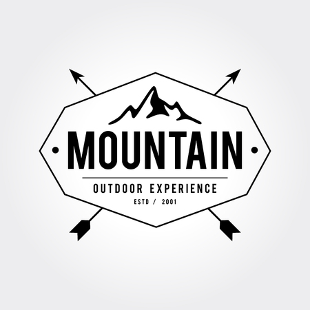 Outdoor Wilderness, Mountain Adventure Retro Emblemのイラスト素材