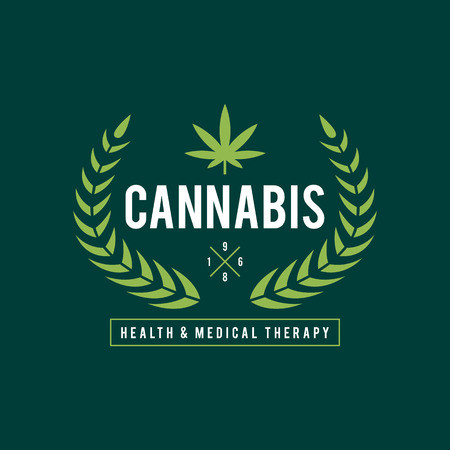Vintage Marijuana label design, Cannabis Health and Medical therapy, vector illustrationのイラスト素材