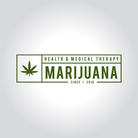 Vintage Marijuana label design, Cannabis Health and Medical therapy, vector illustrationのイラスト素材