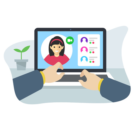 online conference application interface conceptのイラスト素材