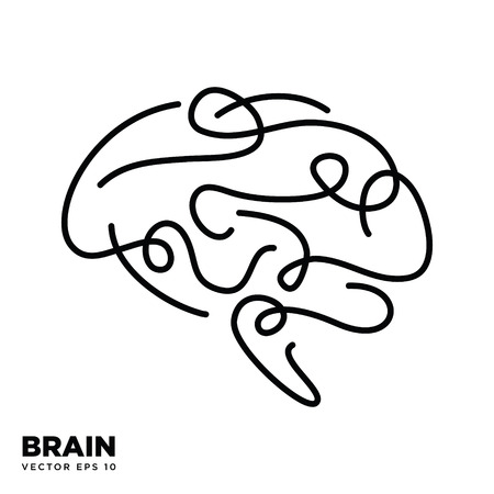 Brain Logo silhouette design vector template eps 10, Think idea conceptのイラスト素材