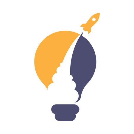 rocket blast inside Light Bulb ideas Concept vector eps 10 in white backgroundのイラスト素材