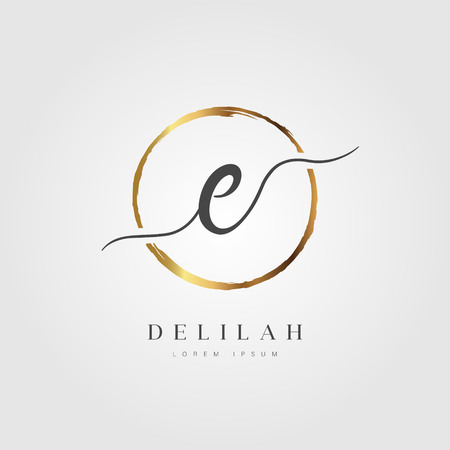 Elegant Initial Letter Type E Logo With Gold Circle Brushedのイラスト素材