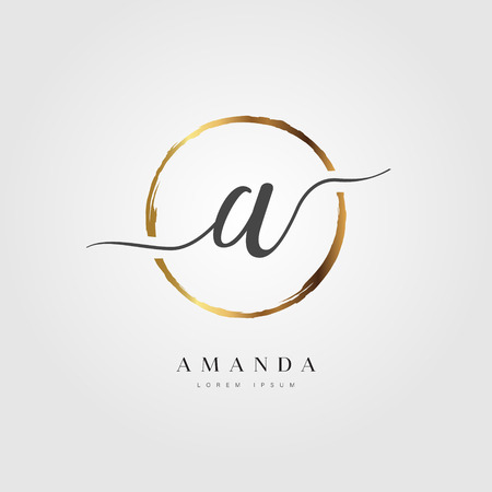 Elegant Initial Letter Type A Logo With Gold Circle Brushのイラスト素材