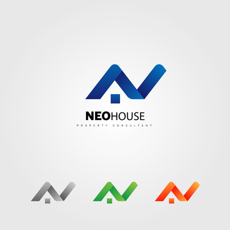 Letter Type N House Property Logo With Color Presetのイラスト素材