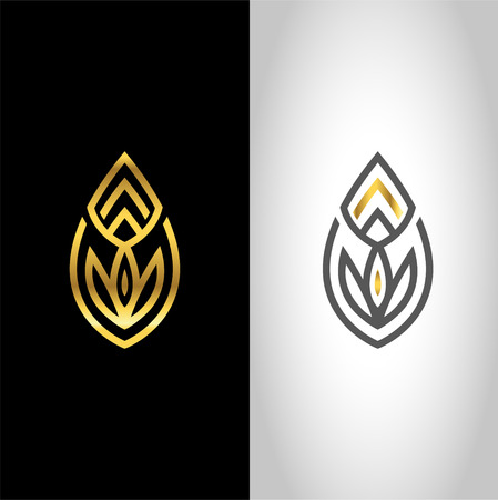 Abstract Elegant Line Art Leaf Logo Sign Symbol Iconのイラスト素材