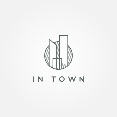 Simple Line Art City Property Realty Logo Sign Symbol Iconのイラスト素材