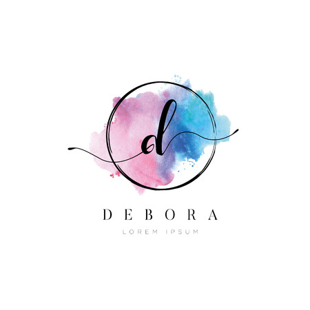 Simple Elegant Water Color Letter Type D Logo Sign Symbol Iconのイラスト素材
