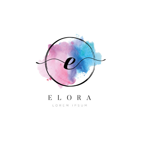 Simple Elegant Water Color Letter Type E Logo Sign Symbol Iconのイラスト素材