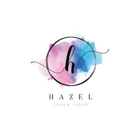 Simple Elegant Water Color Letter Type H Logo Sign Symbol Iconのイラスト素材