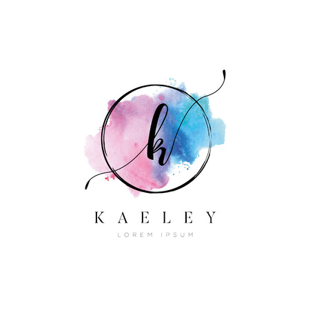 Simple Elegant Water Color Letter Type K Logo Sign Symbol Iconのイラスト素材