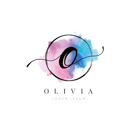Simple Elegant Water Color Letter Type O Logo Sign Symbol Iconのイラスト素材