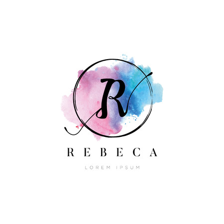 Simple Elegant Water Color Letter Type R Logo Sign Symbol Iconのイラスト素材